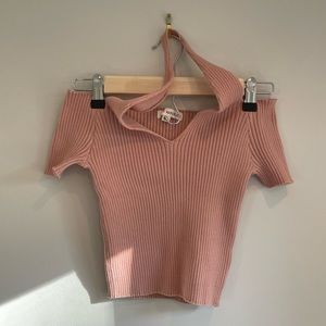 Light Pink, Halter Crop Top